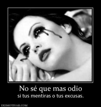 No sé que mas odio si tus mentiras o tus excusas.