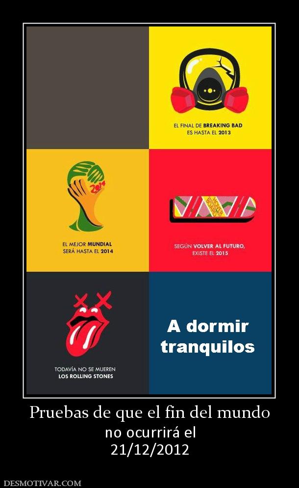 Pruebas de que el fin del mundo no ocurrirá el 21/12/2012