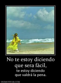 No te estoy diciendo que sera fácil, te estoy diciendo que valdrá la pena.