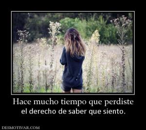 Hace mucho tiempo que perdiste el derecho de saber que siento.