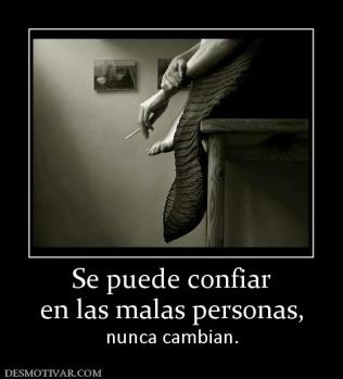 Se puede confiar en las malas personas, nunca cambian.
