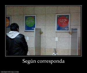 Según corresponda