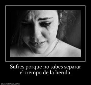Sufres porque no sabes separar el tiempo de la herida.