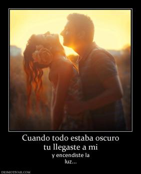Cuando todo estaba oscuro tu llegaste a mi  y encendiste la luz...