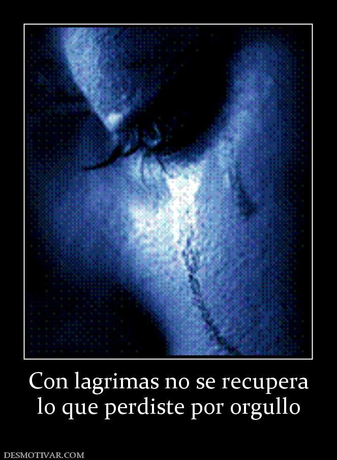 Con lagrimas no se recupera lo que perdiste por orgullo