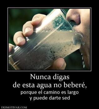 Nunca digas de esta agua no beberé, porque el camino es largo y puede darte sed