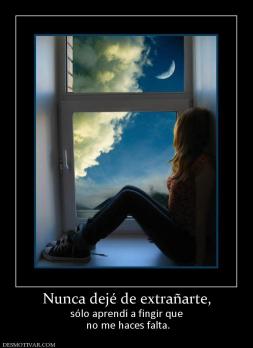 Nunca dejé de extrañarte, sólo aprendí a fingir que  no me haces falta.