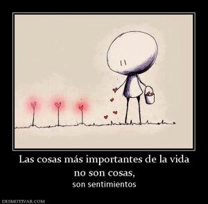 Las cosas más importantes de la vida no son cosas, son sentimientos