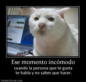 Ese momento incómodo cuando la persona que te gusta  te habla y no sabes que hacer.