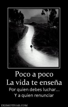 Poco a poco La vida te enseña Por quien debes luchar... Y a quien renunciar