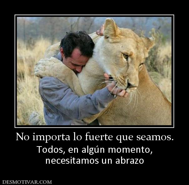 No importa lo fuerte que seamos. Todos, en algún momento, necesitamos un abrazo