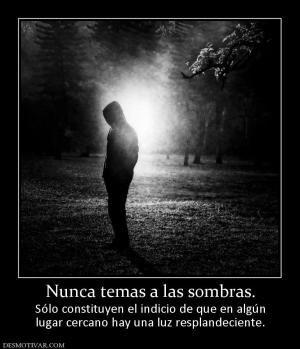 Nunca temas a las sombras. Sólo constituyen el indicio de que en algún lugar cercano hay una luz resplandeciente.
