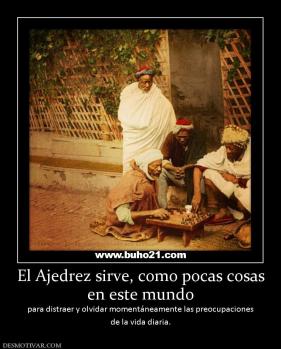 El Ajedrez sirve, como pocas cosas en este mundo para distraer y olvidar momentáneamente las preocupacio de la vida diaria.