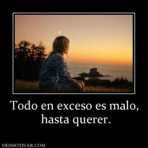 Todo en exceso es malo,  hasta querer.