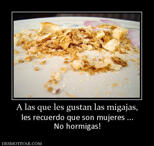 A las que les gustan las migajas, les recuerdo que son mujeres ... No hormigas!
