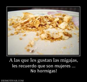 A las que les gustan las migajas, les recuerdo que son mujeres ... No hormigas!