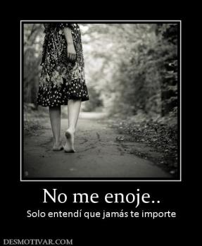 No me enoje.. Solo entendí que jamás te importe