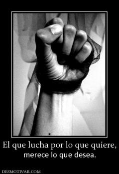 El que lucha por lo que quiere, merece lo que desea.