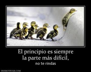 El principio es siempre la parte más difícil, no te rindas
