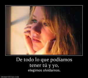 De todo lo que podíamos tener tú y yo, elegimos olvidarnos.