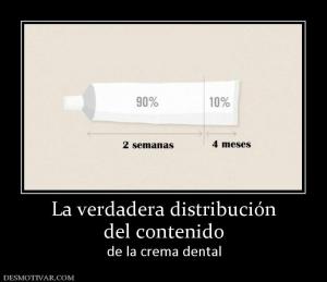 La verdadera distribución del contenido de la crema dental