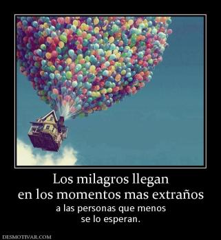 Los milagros llegan en los momentos mas extraños a las personas que menos se lo esperan.
