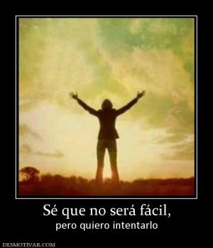 Sé que no será fácil, pero quiero intentarlo