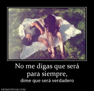 No me digas que será para siempre, dime que será verdadero