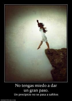 No tengas miedo a dar un gran paso. Un precipicio no se pasa a saltitos