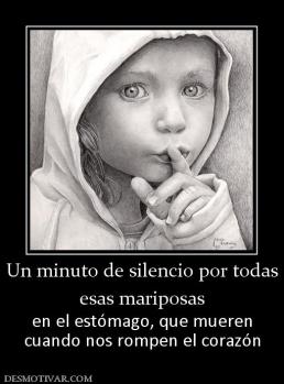 Un minuto de silencio por todas esas mariposas  en el estómago, que mueren cuando nos rompen el corazón