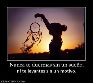 Nunca te duermas sin un sueño, ni te levantes sin un motivo.