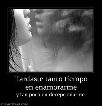 Tardaste tanto tiempo en enamorarme y tan poco en decepcionarme.