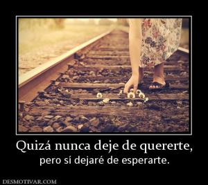 Quizá nunca deje de quererte, pero sí dejaré de esperarte.