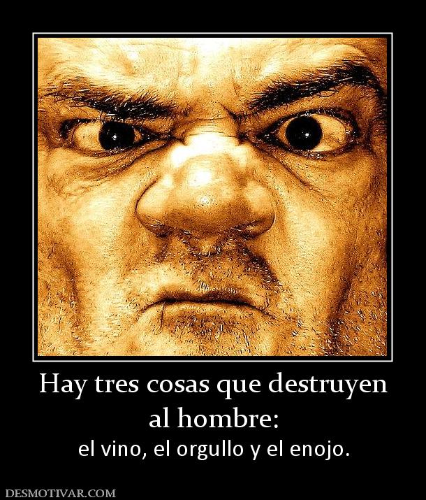 Hay tres cosas que destruyen al hombre: el vino, el orgullo y el enojo.