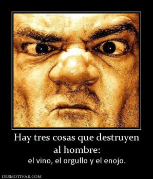 Hay tres cosas que destruyen al hombre: el vino, el orgullo y el enojo.