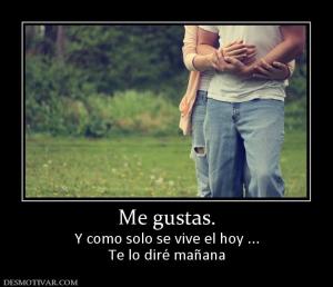 Me gustas. Y como solo se vive el hoy ... Te lo diré mañana