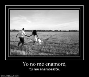 Yo no me enamoré, tú me enamoraste.