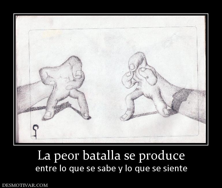 La peor batalla se produce entre lo que se sabe y lo que se siente