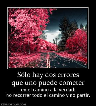 Sólo hay dos errores que uno puede cometer en el camino a la verdad: no recorrer todo el camino y no partir.