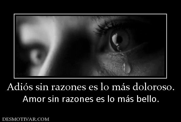 Adiós sin razones es lo más doloroso. Amor sin razones es lo más bello.