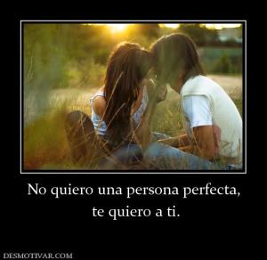 No quiero una persona perfecta,  te quiero a ti.