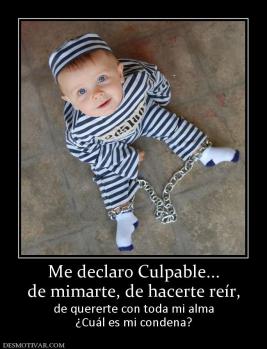 Me declaro Culpable... de mimarte, de hacerte reír, de quererte con toda mi alma ¿Cuál es mi condena?