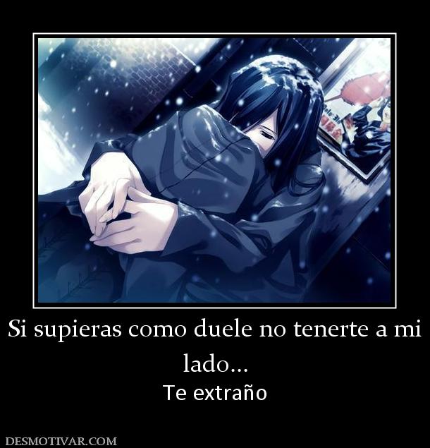 Si supieras como duele no tenerte a mi lado... Te extraño