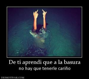 De ti aprendi que a la basura no hay que tenerle cariño