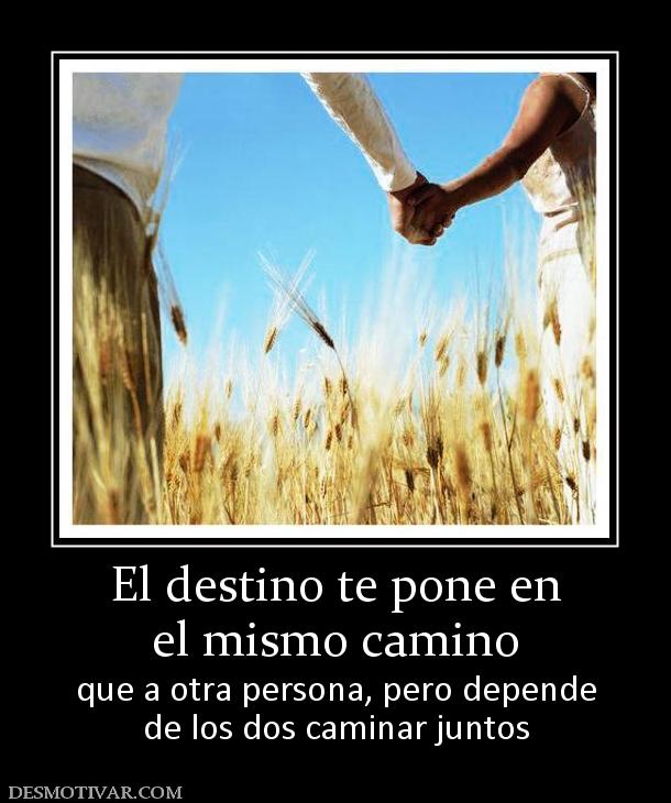 El destino te pone en el mismo camino  que a otra persona, pero depende de los dos caminar juntos