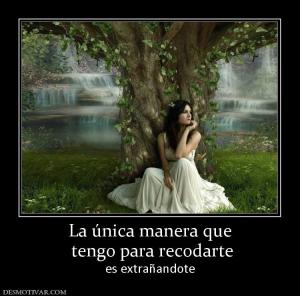 La única manera que  tengo para recodarte es extrañandote
