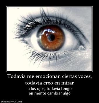 Todavía me emocionan ciertas voces, todavía creo en mirar a los ojos, todavía tengo en mente cambiar algo