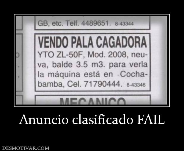 Anuncio clasificado FAIL