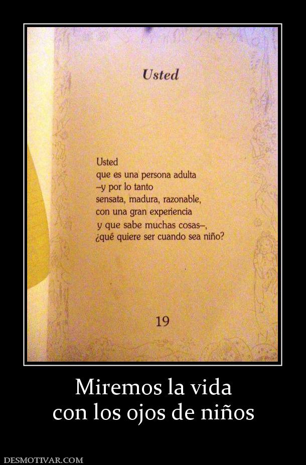 Miremos la vida con los ojos de niños