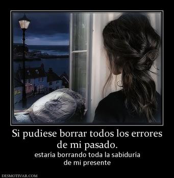 Si pudiese borrar todos los errores de mi pasado. estaría borrando toda la sabiduría de mi presente